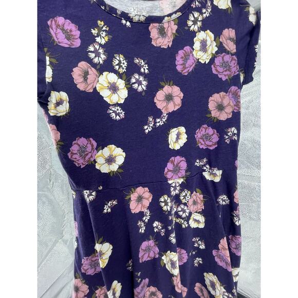 The Children's Place Girls Purple Short Sleeve Floral Dress Youth Size Large - Picture 3 of 6